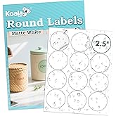 Koala Round Labels 2.5 Inch, Matte Waterproof Printable Circle Stickers for Inkjet and Laser Printer, 240 Circle Labels for Brand Logo, Bottle, Jar