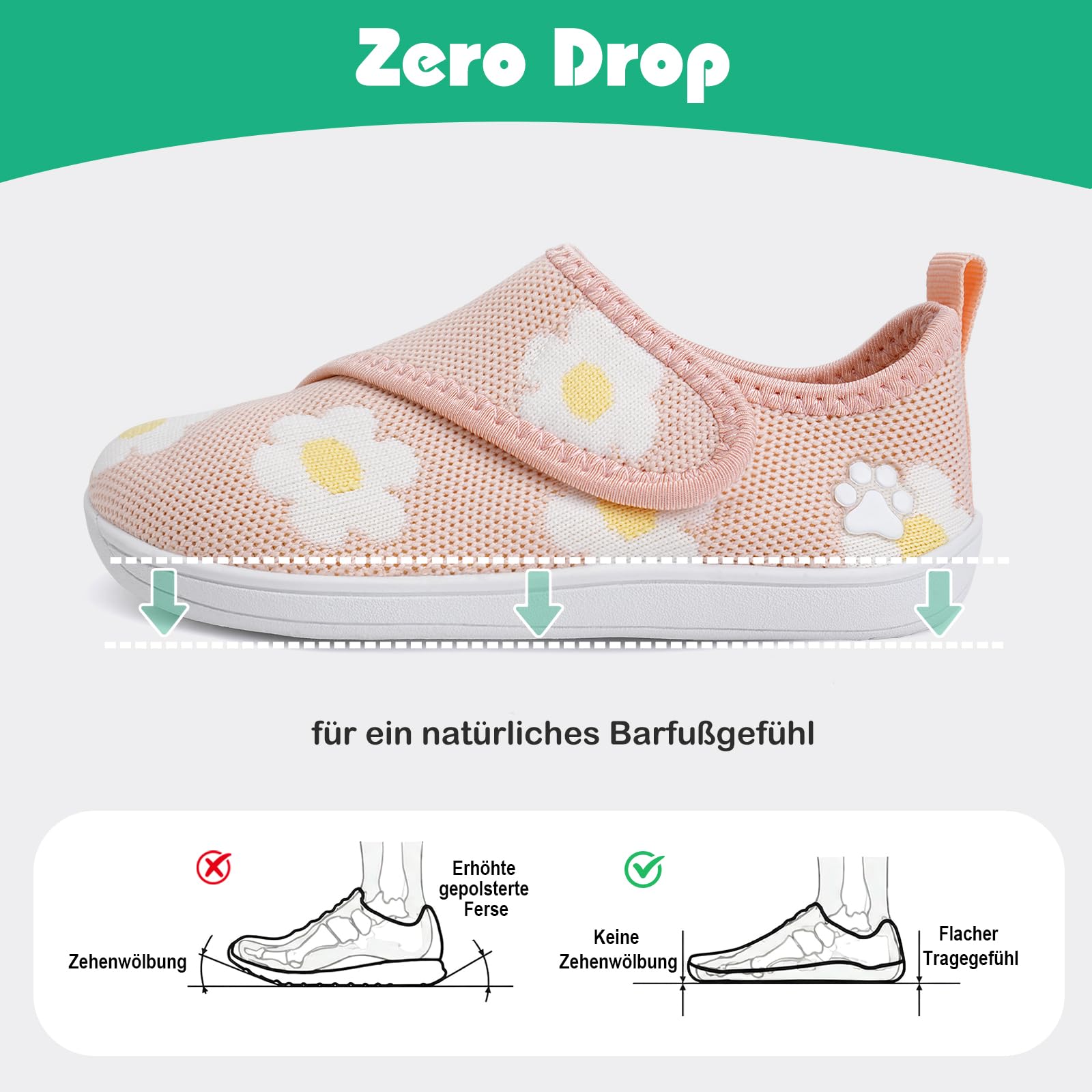 IceUnicorn Baby Barfußschuhe Lauflernschuhe Breite Kleinkind Jungen Mädchen Hausschuhe Kinder Barfussschuhe Sneaker Babyschuhe Anti Rutsch(Pink, 26EU Weit) 5