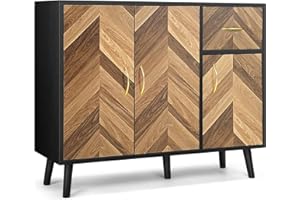 SIHANM Sideboard Buffet Cabinet with Storage - 3 Doors Storage Cabinet with Drawers Free Standing Accent Cabinet with Shelves Anti-Toppling Cabinets for Hallway Living Room Entryway Kitchen