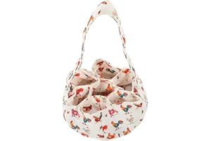 Chicken Egg Collecting Basket | 7 Pouches Canvas Carrier Bag - Anti-Crushing Egg Storage Bag - for Housewife Farm Kitchen Eas