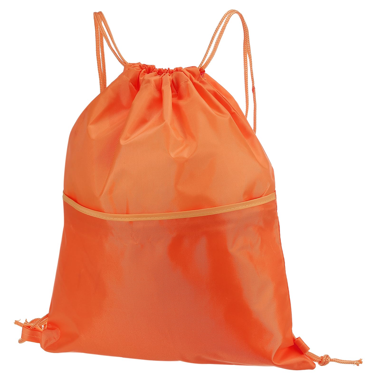 PATIKIL Drawstring Backpack Bag, Drawstring Gym Bag String Backpack with W Zipper Side Pocket for Women Men, Orange