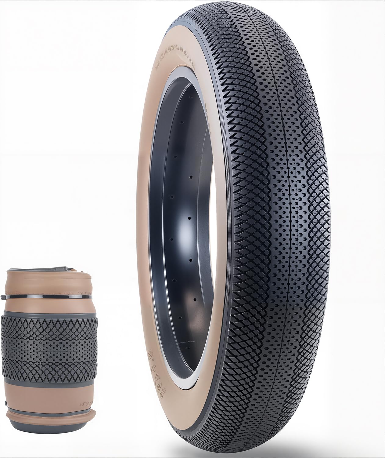 ZUKKA 60TPI 2 Pack Foldable Fat Bike Tyres for Ebike Mountain Bike Heavy Duty High-Performance Wear-Resistant E-Bike Mountain Snow Bike Tire 26" x 4"(Brown Wall)