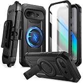 SUPCASE for Google Pixel 10A Case, Compatible with Wireless Charge, Black | Built-in Kickstand, 360&deg; Rotating Belt Clip,Screen Protector, Rugged Case, Military-Grade Protection, Unicorn Beetle Pro Mag