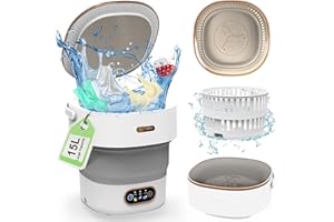ABXKZ Portable Washing Machine, 15L New Upgrade, Small Foldable Washer with Dryer, Mini Collapsible Washer for Travel, Apartment, Dorm, Camping, RV, Underwears, Socks, Baby Clothes (Grey)
