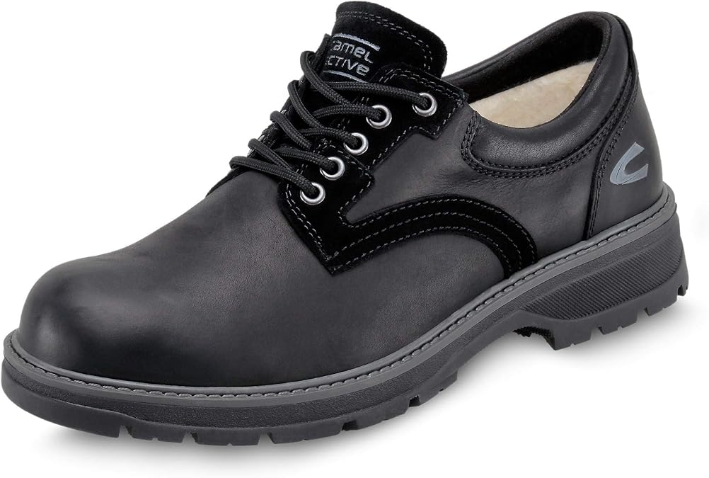 camel active Mens Gravity Black Smooth/Suede Lace Up Shoe