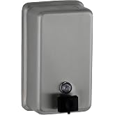 Bobrick Surface-Mounted Soap Dispenser, Vertical Tank Satin-Finish Stainless Steel (40-fl oz Capacity)