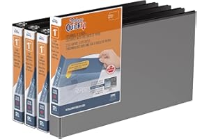 QuickFit Heavy-Duty Landscape Legal Binder, Round Ring, 8 1/2 Inches by 14 Inches, Round Ring, Black, Pack of 4