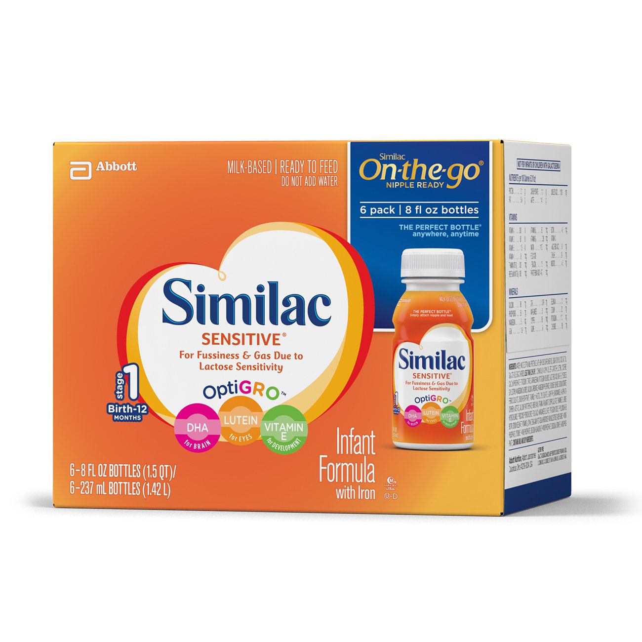 Similac Sensitive Infant Formula with Iron, For Fussiness and Gas, Baby Formula, ReadytoFeed