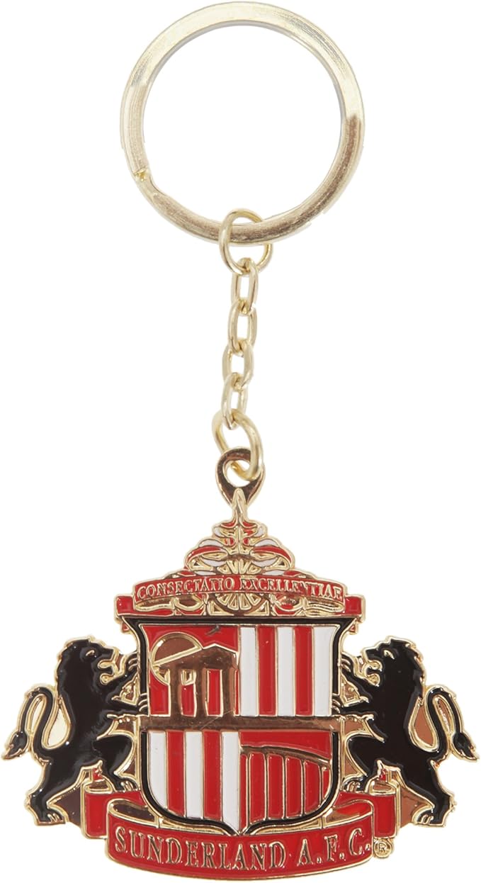 Sunderland AFC Official Metal Football Crest Keyring (One Size) (Red