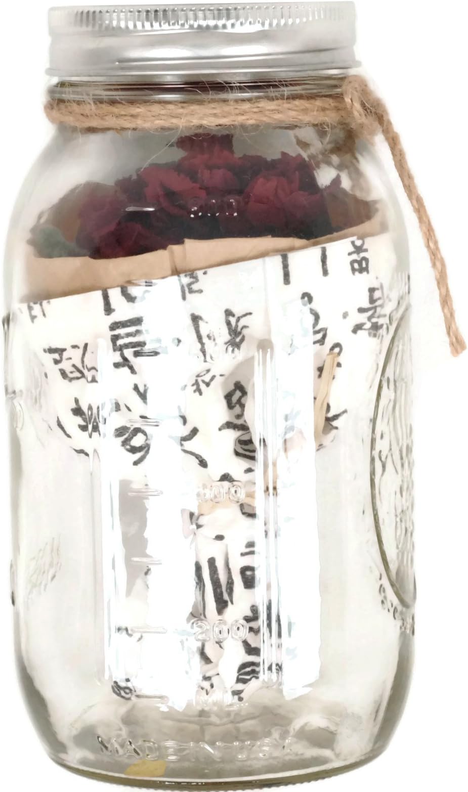 Natural Carnation Preserved Flower Bouquet with Traditional Korean paper in Mason Jar (Purple)
