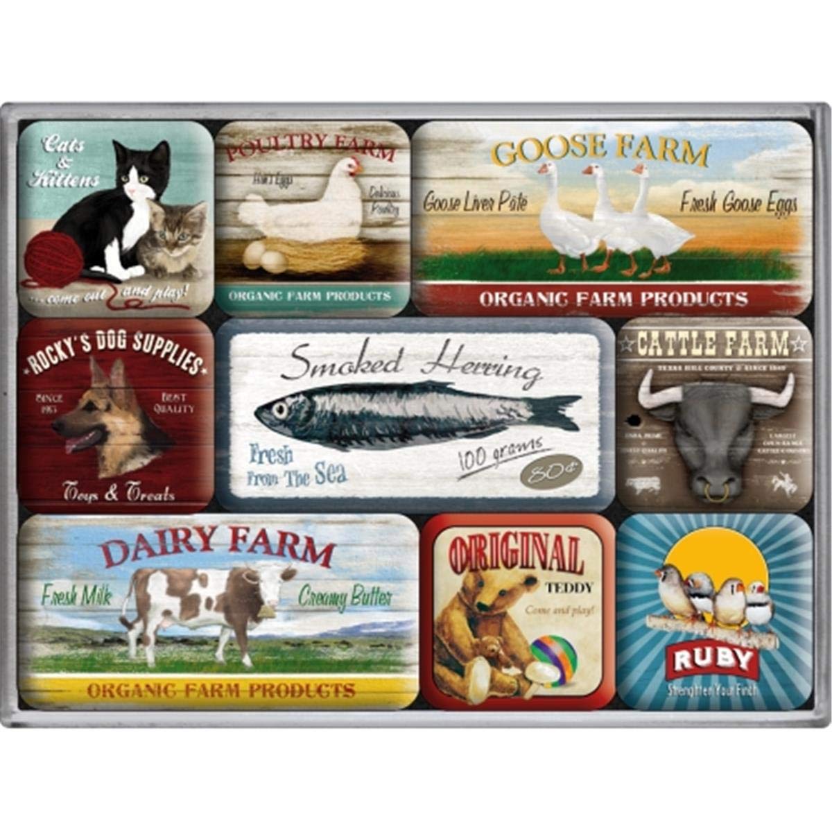 Nostalgic-Art 83032 Animal Club - Animal Club, Magnet Set (9pcs)