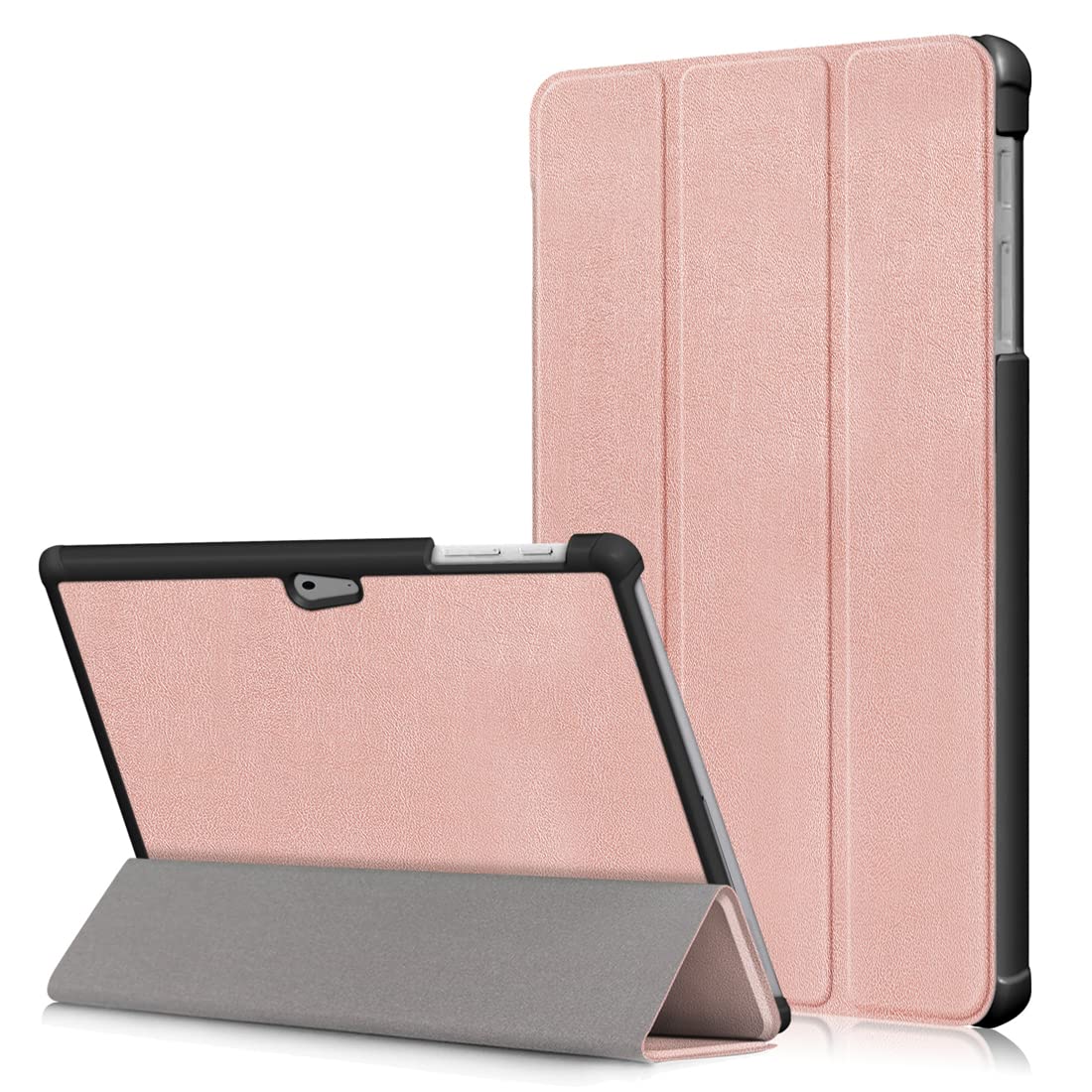 XFDSFDL® Protective Cover for Microsoft Surface Go 3 (10.5 Inch) Ultra Thin PU Leather Flip Case with Tri-fold Built Stand Holster Device Shell, Rose Gold