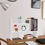 Hossejoy Wood Adjustable Bookshelf Bookcase White Expandable Desktop Storage view 9