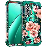 Hekodonk for Galaxy A37 5G Case,Three Layer Heavy Duty Shockproof Protection Hard Plastic+Soft Silicone Full Body Drop Protective Case for Samsung Galaxy A37 5G 6.7 inch,Light Pink Flower