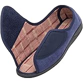 Happy Touch Open Toe Diabetic Slippers for Men Extra Wide Width, Memory Foam Open Toe House Shoes Non Slip - For Seniors Arthritis Swollen Feet