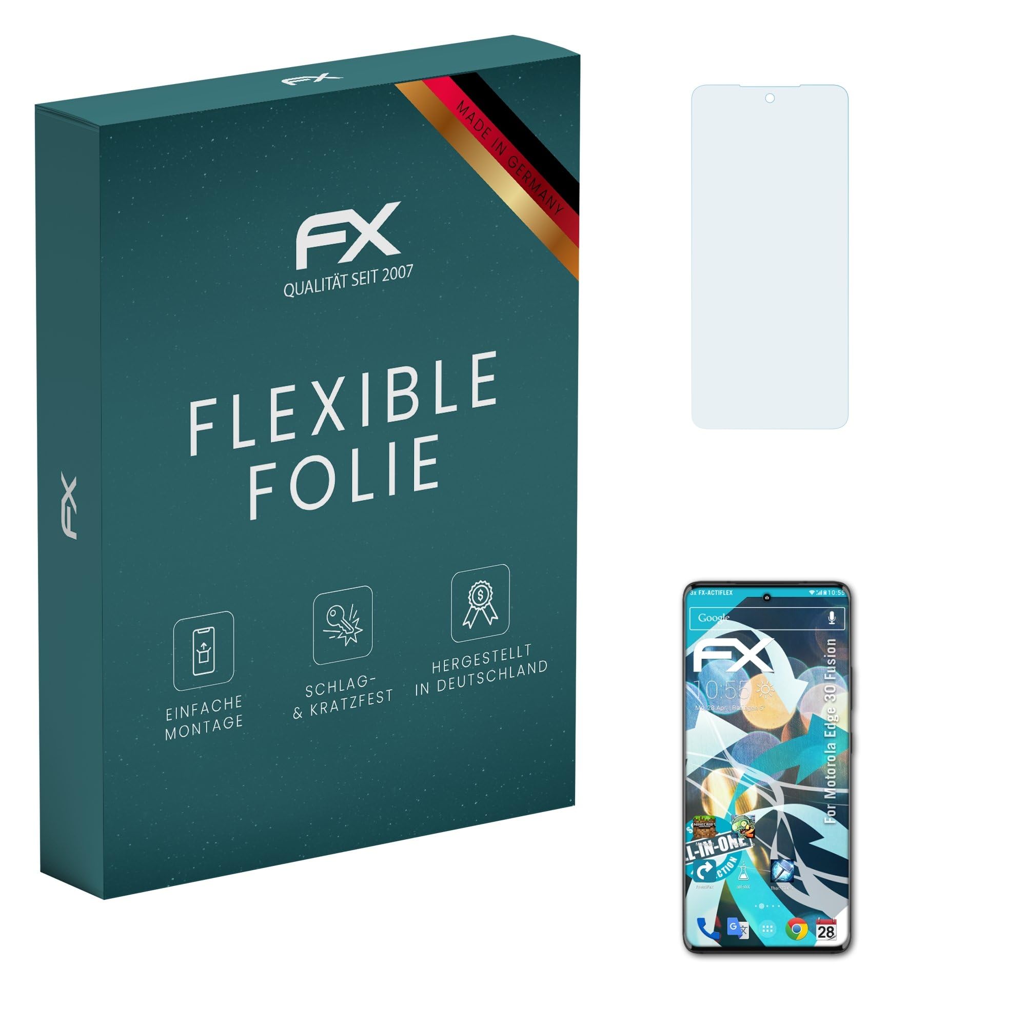 atFoliX Screen Protector compatible with Motorola Edge 30 Fusion Protector Film, ultra clear and flexible FX Screen Protection Film (3X)
