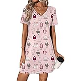 Ekouaer Cotton Nightgowns for Women Short Sleeve Womens Nightgown V Neck Sleep Shirts for Women Soft Sleepwear S-XXXL