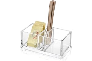ELLDOO Sugar Packet Holder, Acrylic Sugar Bowl for Restaurant, Tea Bag Organizer, Coffee Stirrers Straws Small Condiments Pac