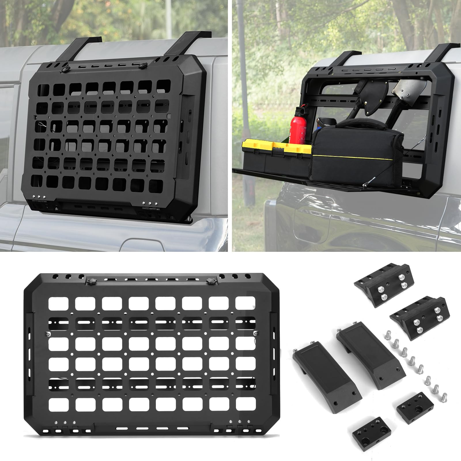 Photo 1 of Z8 Rear Window Storage Panel Kit,Modular Tactical Molle Platform Compatible with 2021-2024 Ford Bronco 4 Doors,Left & Right Rear Window Install,Camping Gear, Off-Road Accessories