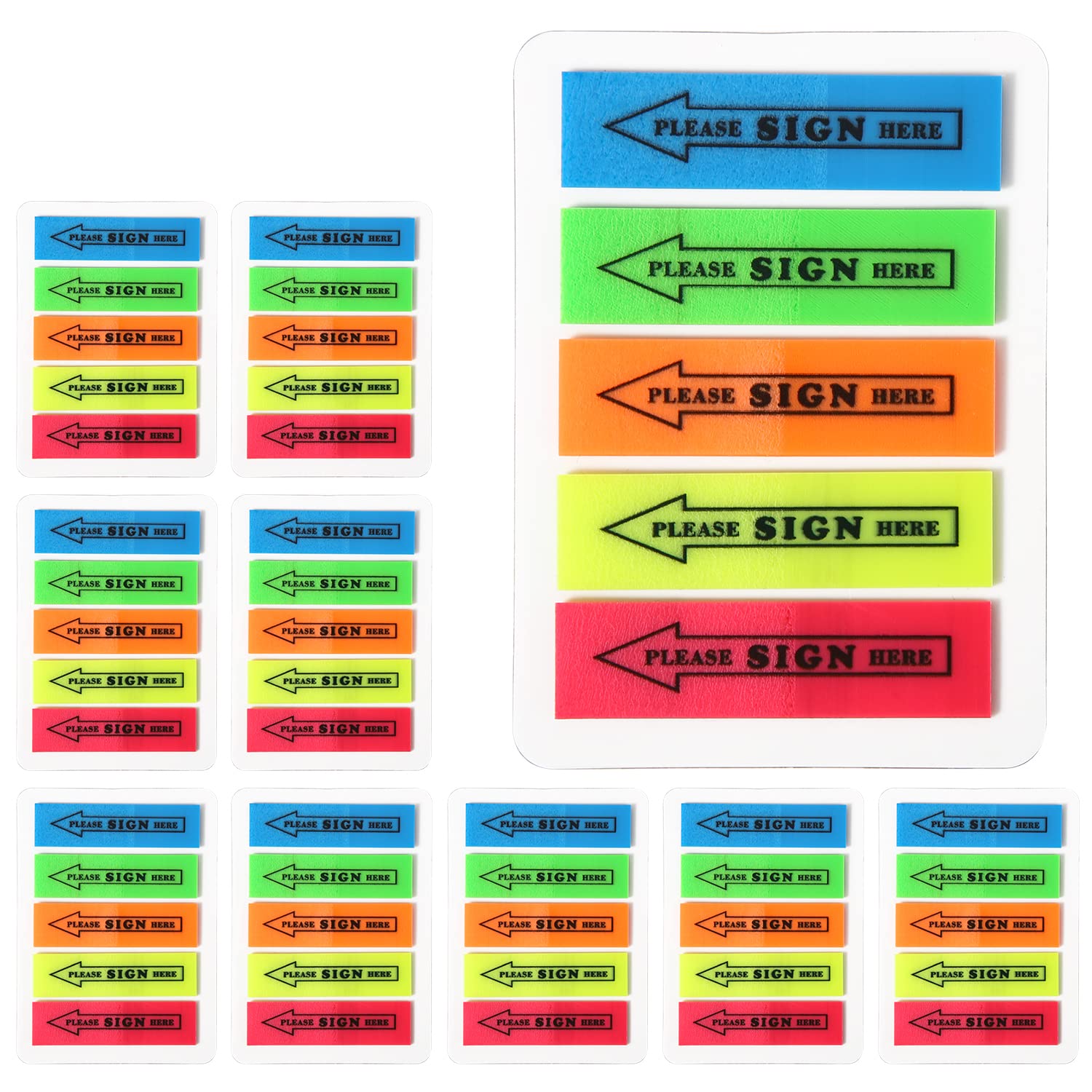 1000pcs Please Sign Here Tabs, Reusable Arrow Flag Tabs Colored Tabs Date Tabs for Planner Tape Flags Sign Here Easy to Post for Notary Books Paper (5 Colors)