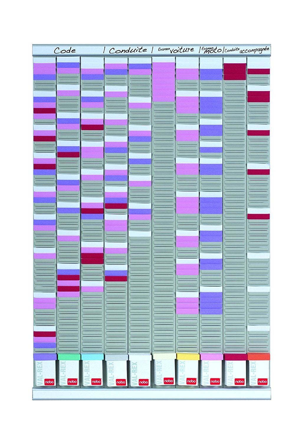 Nobo - Multi-Purpose T-Plug Wall Planner Kit, 10 Columns & 54 Slots, Index 2, Multi-Coloured T-Plugs & Indexes Included, 2901000