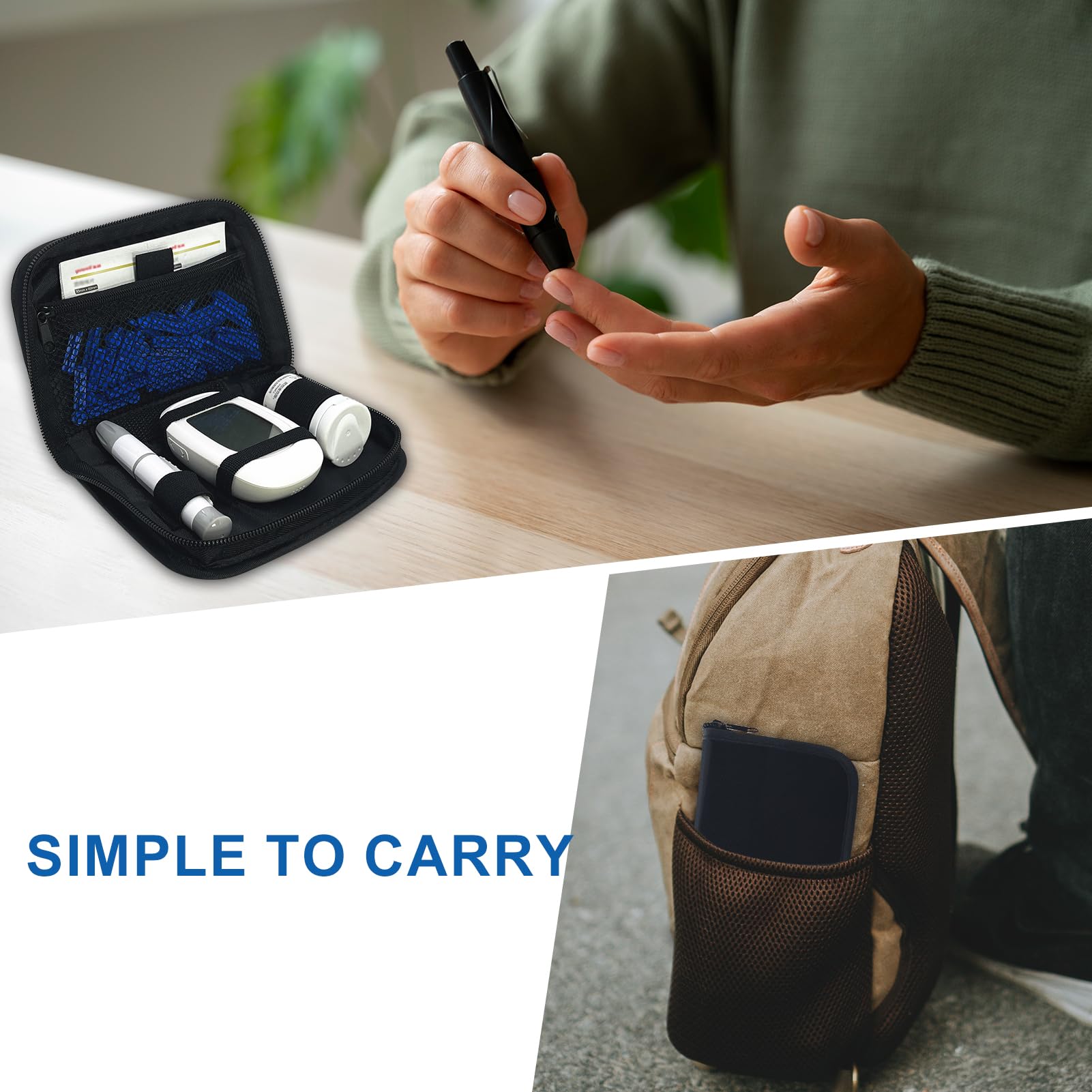 ICIMBI Diabetes Supply Case, Diabetic Organizer Carrying Case Kit, Portable Diabetes Testing Kit Case, Blood Glucose Meter Storage Bag