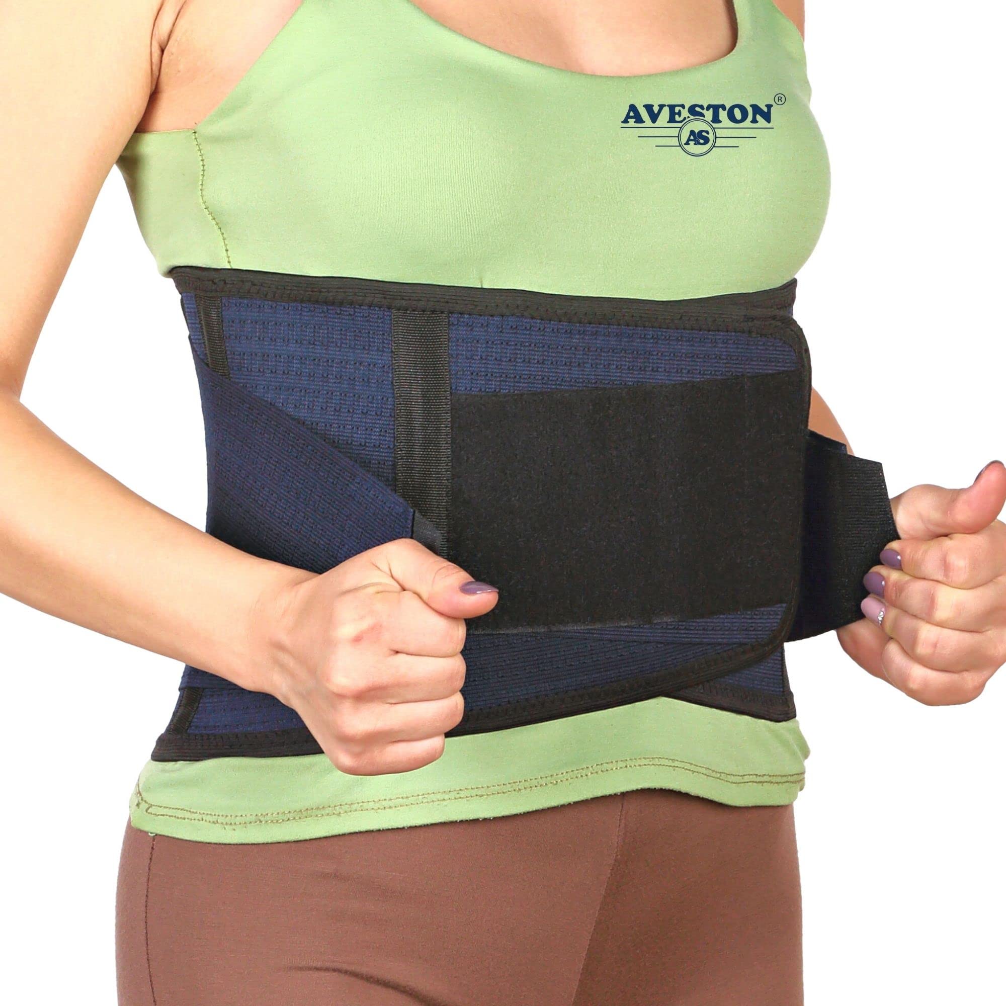 AVESTON Back Support Lower Back Brace for Back Pain Relief: Thin Breathable Rigid 6 ribs Adjustable Lumbar Support Belt for Men/Women Keeps Spine Straight and Safe – Small