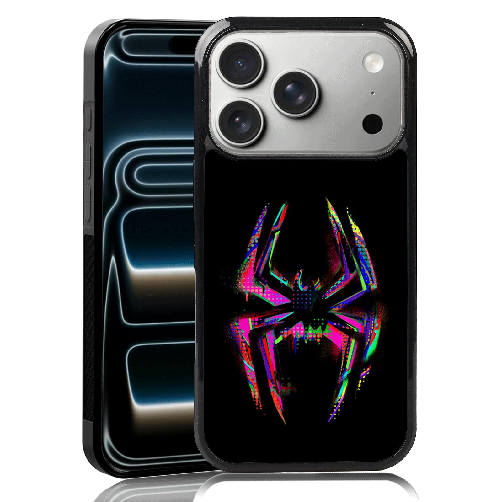 MMYAJT Morales Punk Gwen Phone Case Fit for iPhone 17 Pro, Black Spiderverse TPU Shockproof Protective iPhone Case Cute Colorful Spider Phone Case Cover Gift for Boy Girl Men Wome
