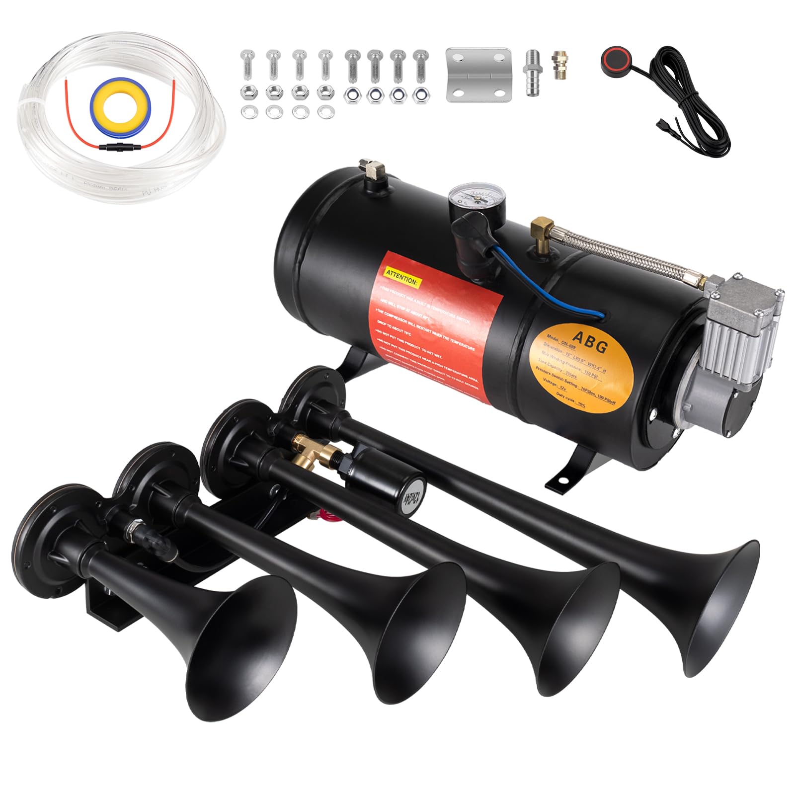 Photo 1 of **PARTS ONLY/MOTOR NOT WORKING**BANHAO Train Horns Kit for Trucks 180dB Super Loud Truck Air Horn with 150 PSI 12V Air Compressor Air Tank Can for Truck Car Jeep SUV Train Pickup Boat and Other Vehicles