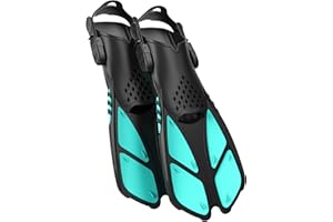 COZIA DESIGN Adjustable Swim Fins - Snorkel Fins for Lap Swimming, Travel Size Scuba Diving Flippers for Snorkel Set Adult, Neoprene Water Socks Included