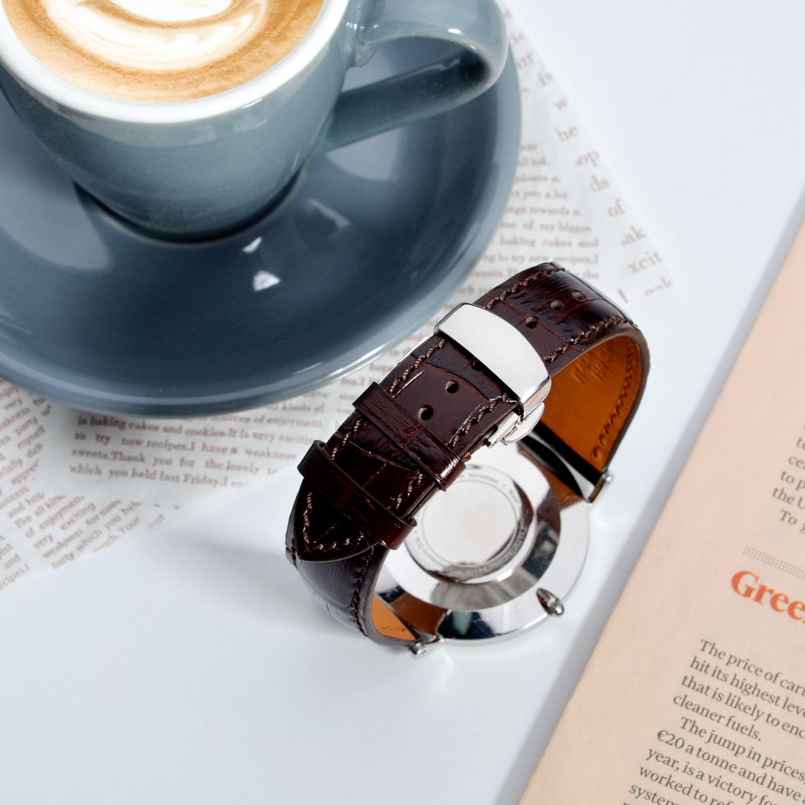 WOCCI 20mm Stainless Steel Deployment Clasp for Watch Band, Polished Buckle (Silver)