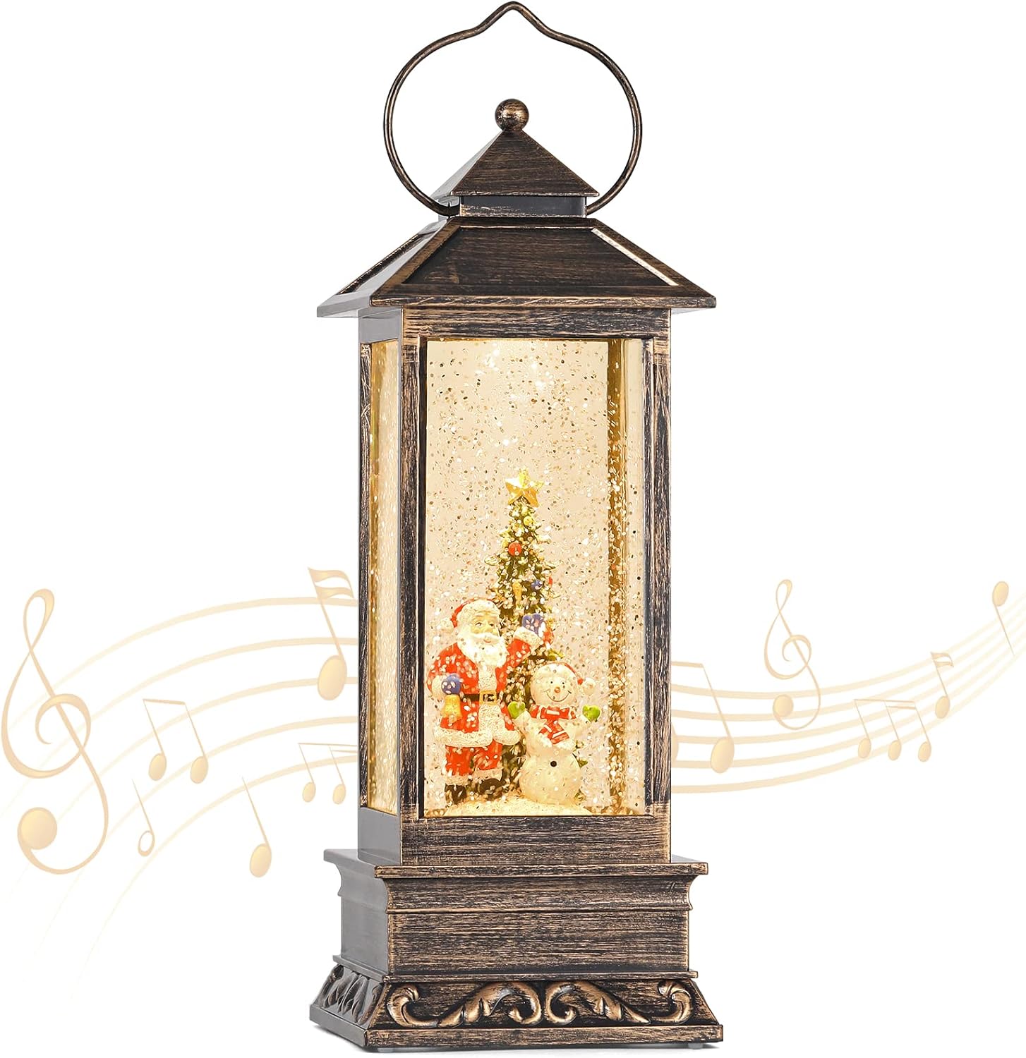 Snow Globes - Christmas Snow Globe Lantern with Swirling Glitter, Christmas Tree, Santa Claus and Snowman, USB Powered or Battery Operated for Christmas Home Decoration