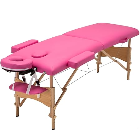 Uenjoy Massageliege Mobile Massagebett Tragbare Massagetisch (2 Zone Rosa)