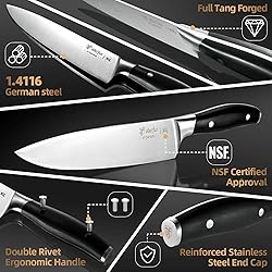 Kitchen Knife Set with Block, 15PCS Full Tang Knife
