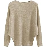 MAKARTHY Womens Striped Sweaters Batwing Sleeves Knitted Dolman Pullovers Tops Sweatershirts