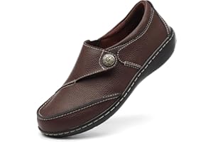 TERRIKAT Women's Classic Casual Leather Loafers Cute Moc Toe Slip On Comfort Walking Flats Lightweight Work Shoes