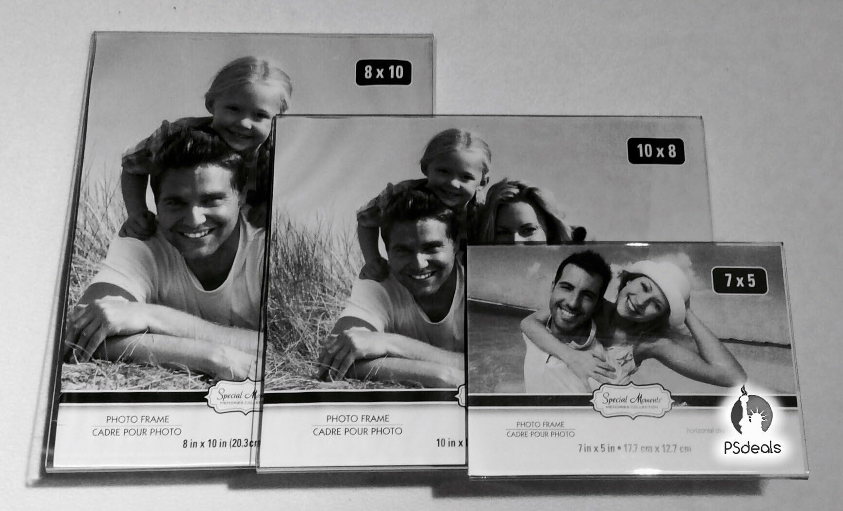 PSdeals Freestanding Borderless L-Shaped Plastic Family Clear Photo Frame (8" X 10")