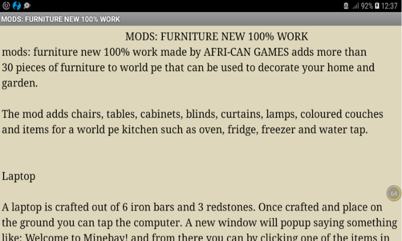 mods: furniture new 100% work