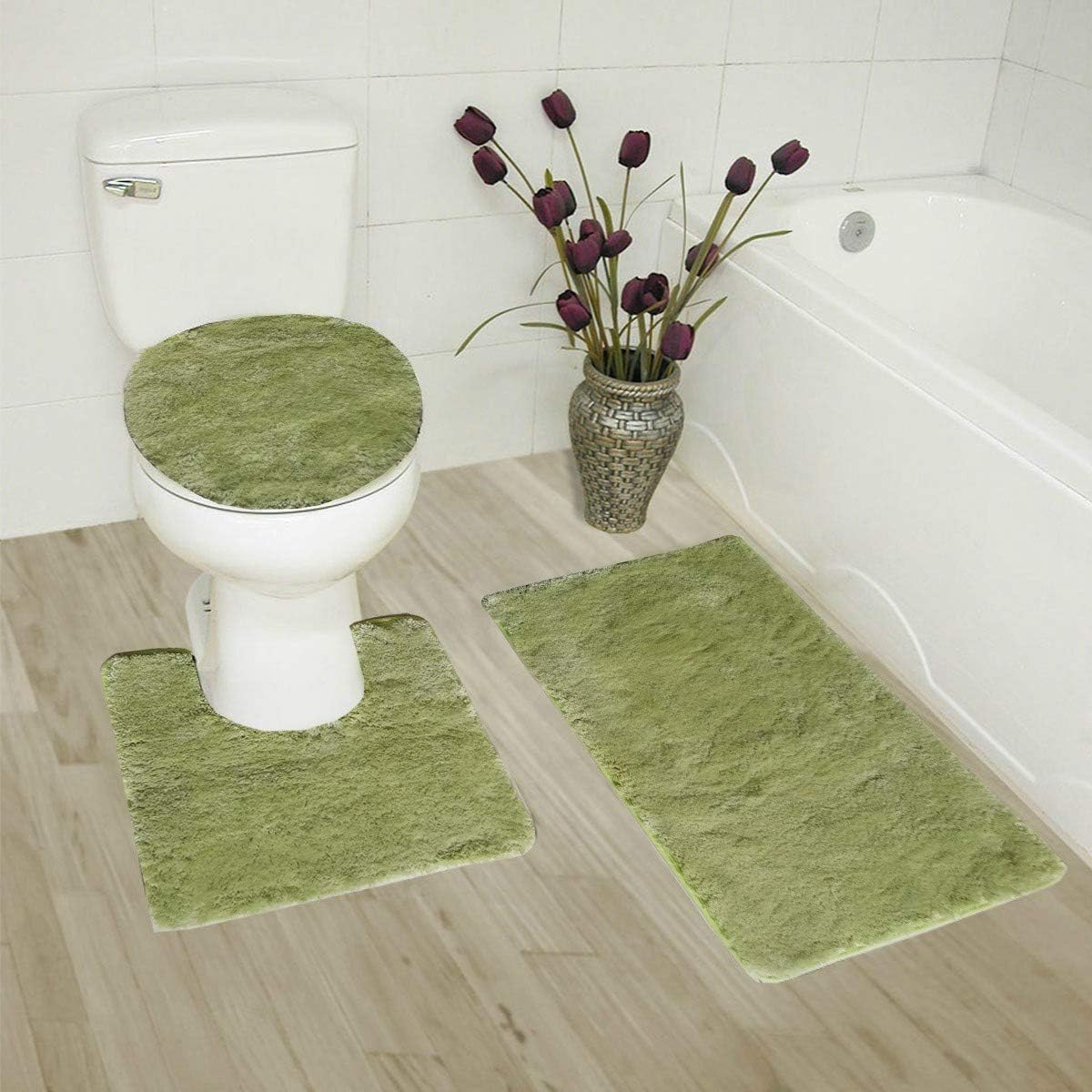 3 Piece Ultra Soft Ultimate Microfiber Bath Rug Set. (Sage