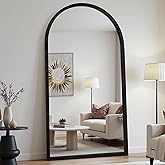 Suidia Full Length Mirror, Oversized Floor Mirror with Solid Wood Frame, Large Standing Mirror for Bedroom Living Room, Wood Antique Style, Black, 76" L x 41" W