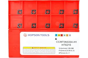 Hopson Tools Carbide Turning Inserts Ccmt21.51 / Ccmt060204-PF for Finishing Cutting Steel, CCMT for Lathe Turning Tools, 10 PCS.