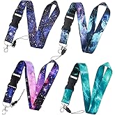 ZMD 4Pcs Starry Sky Neck Lanyards for Keys,Space Lanyards for Id Badges Release Buckle Detachable Key Holder for Women Men