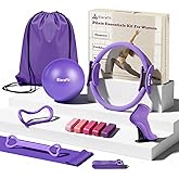 ElaraFit Home Pilates Ring and Ball Set for Women with 5 Resistance Bands 13 inch Magic Circle Workout Starter Kit for Beginners Full Body Toning 15 Min Daily Routine