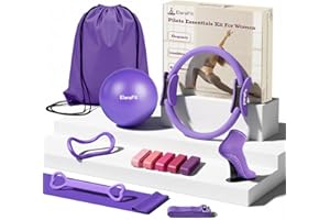 ElaraFit Home Pilates Ring and Ball Set for Women with 5 Resistance Bands 13 inch Magic Circle Workout Essentials Starter Kit for Beginners, Full Body Toning Shape Your Body with 15 Min Daily Routine