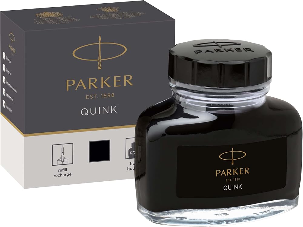 Parker Fountain Pen Ink Bottle Black QUINK 57 ml Refill