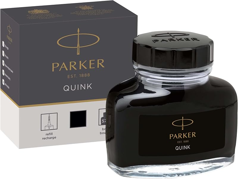 Parker Fountain Pen Ink Bottle Black QUINK 57 ml Refill