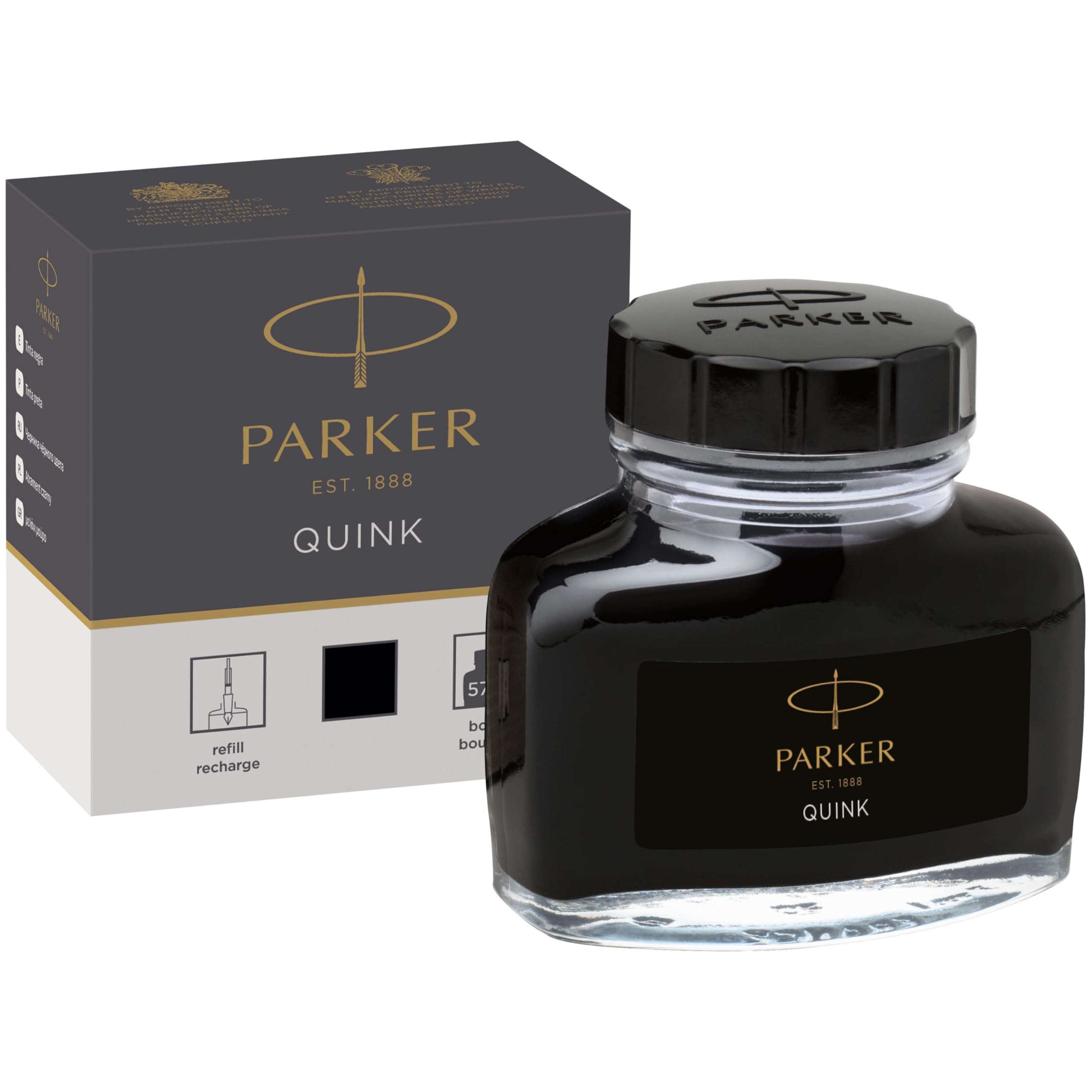 Parker Fountain Pen Ink Bottle | Black QUINK Ink | 57 ml Fountain Pen Refill โ image 1