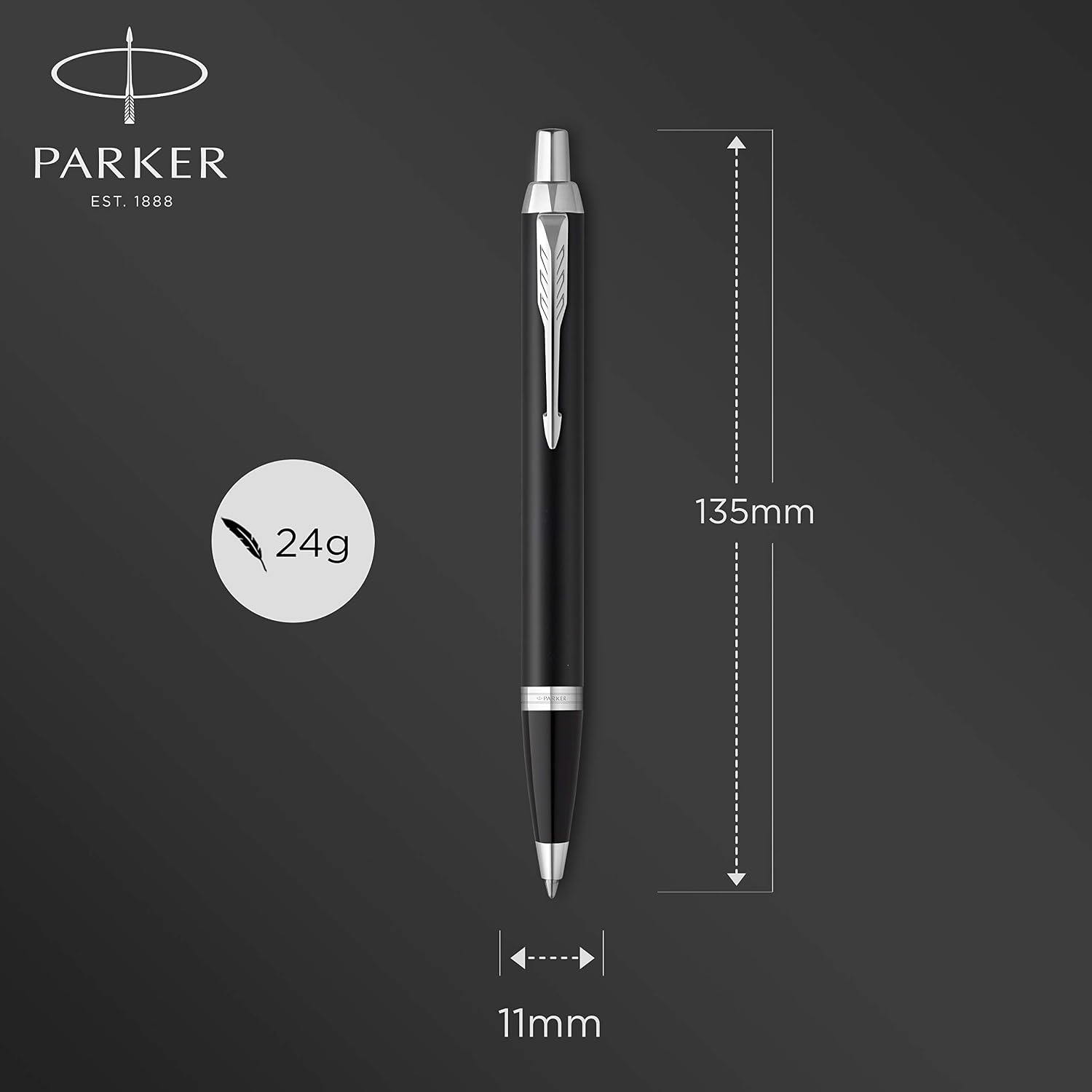 Parker IM Ballpoint Pen, Matte Black with Chrome Trim - Image 4