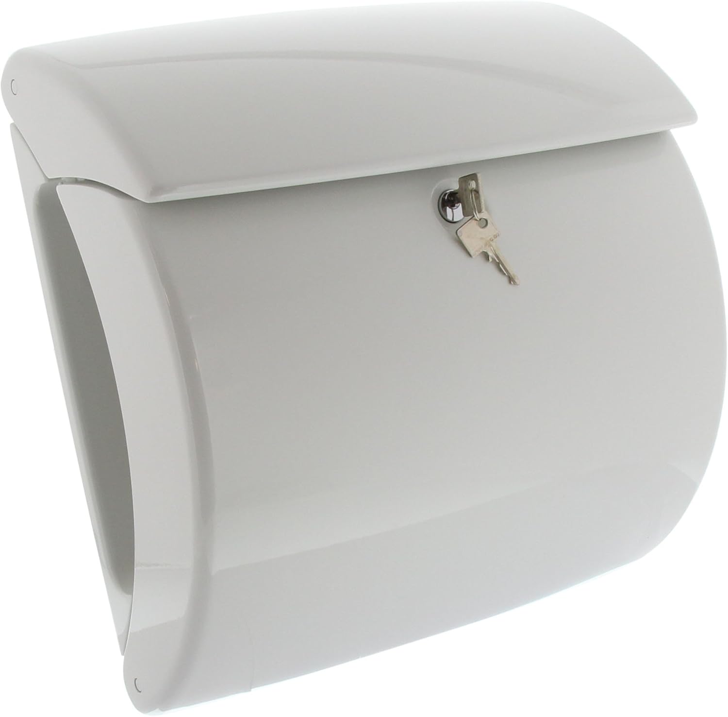 BURG-WÄCHTER, Briefkasten mit integriertem Zeitungsfach in Klavierlack-Optik, A4 Einwurf-Format, EU Norm EN 13724, Hochwertiger Kunststoff, Piano 886 W, Weiß