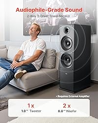 VEVOR Floorstanding Speaker, 3-Way, Floor-Standing